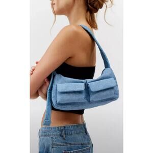 BAGGU Cargo Baguette  Shoulder Bag in  Digital Denim Minimalist Preppy TikTok